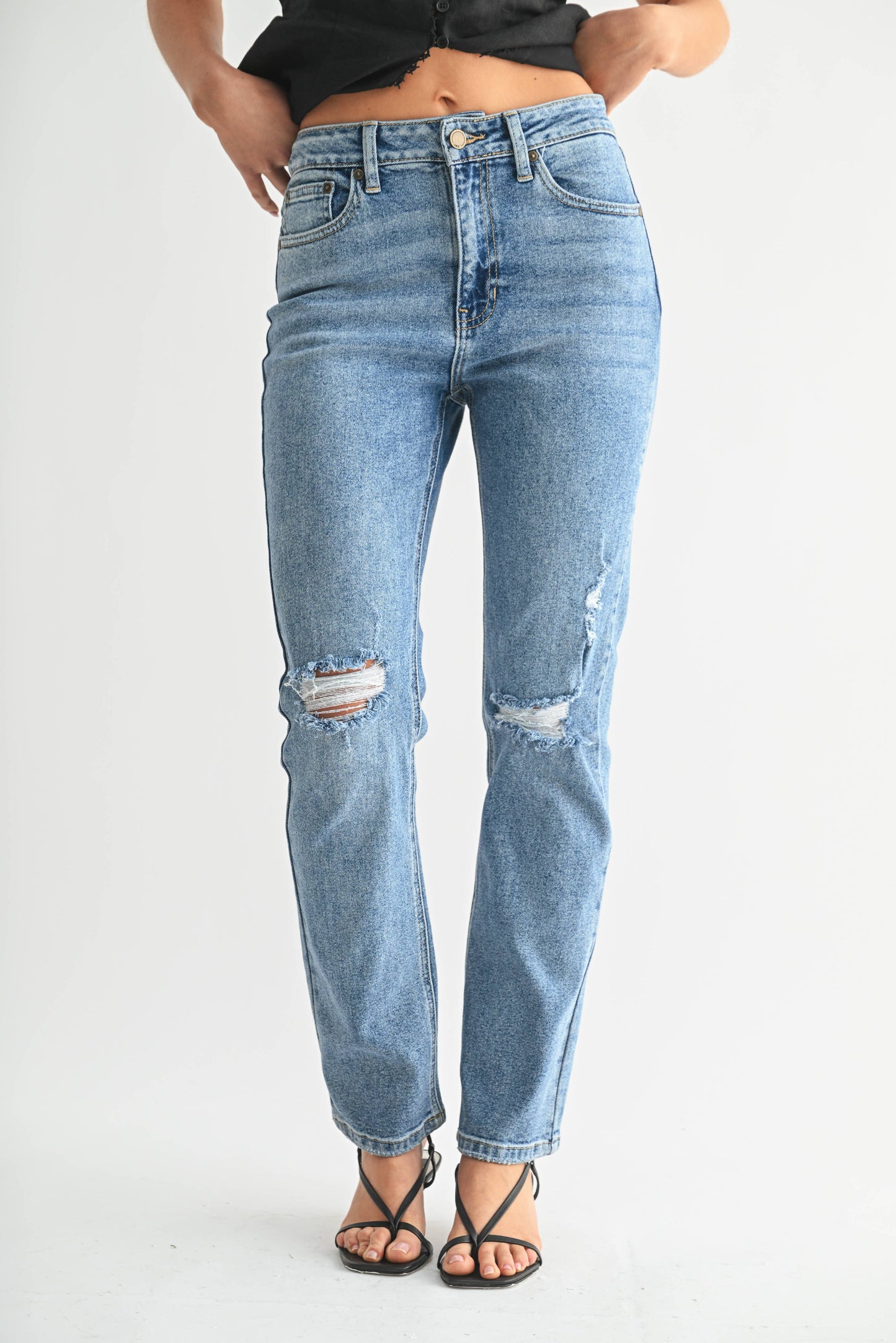 Distressed Straight Denim