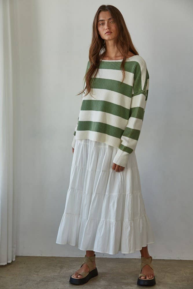 Green Boat Neck Sweater