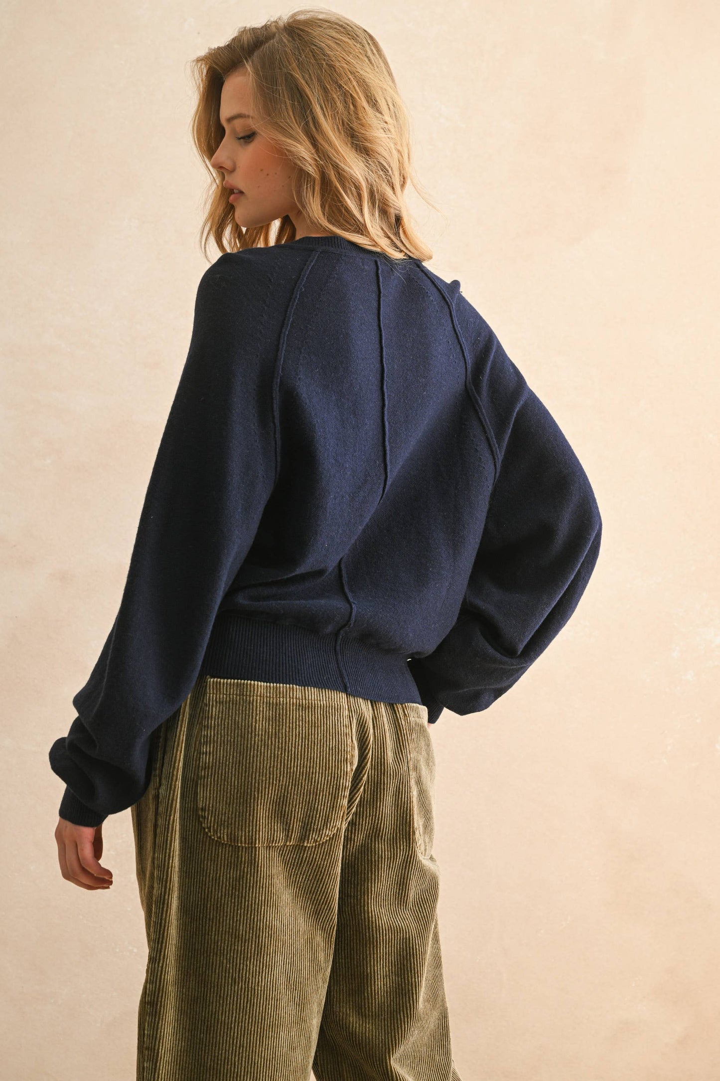 Navy Half Button Sweater