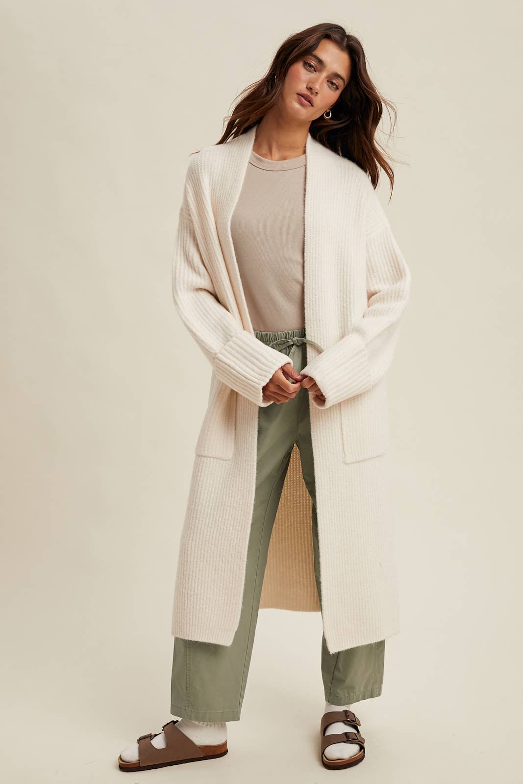 Ecru Longline Cardigan