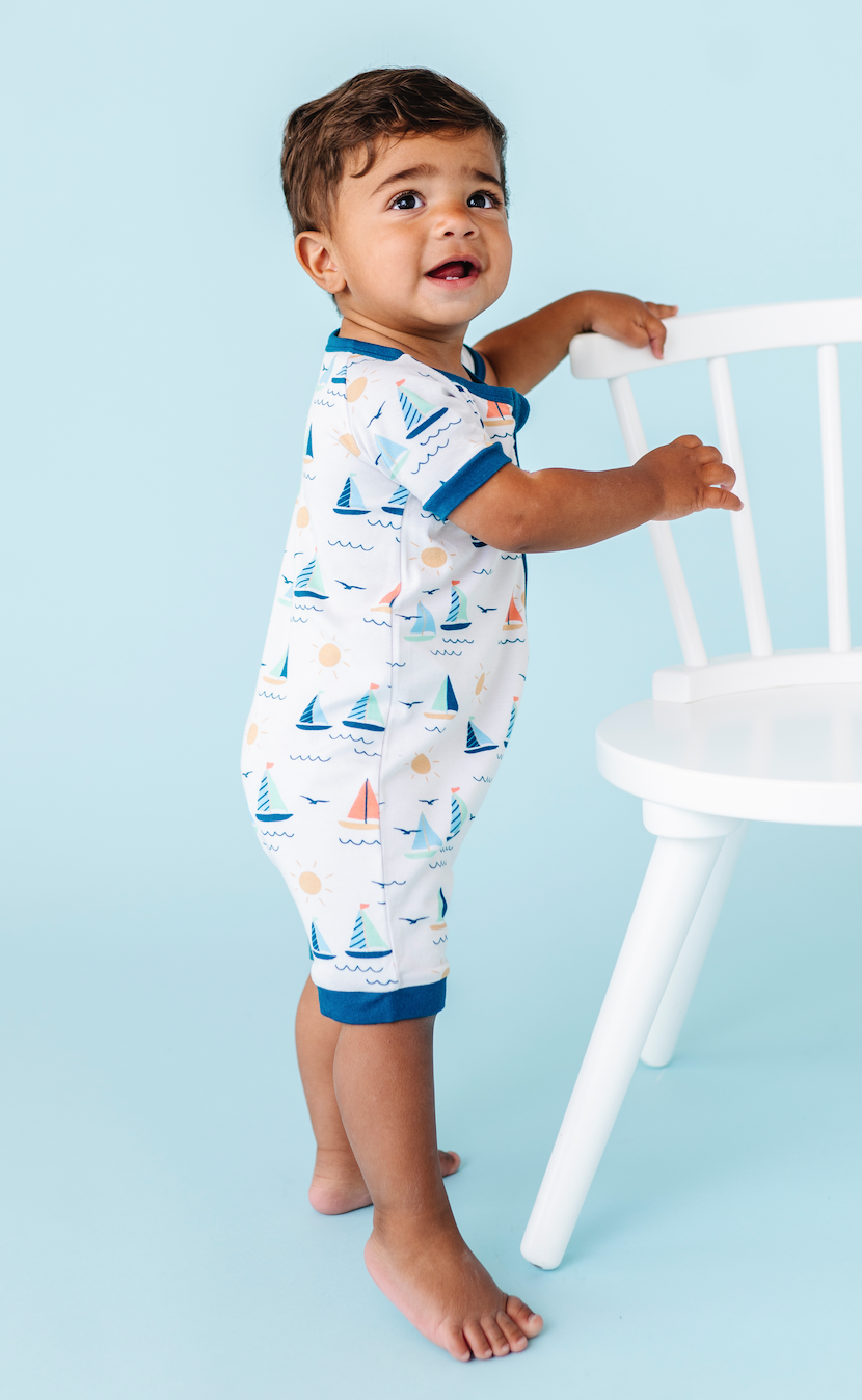 Sailboat Short Zip Romper