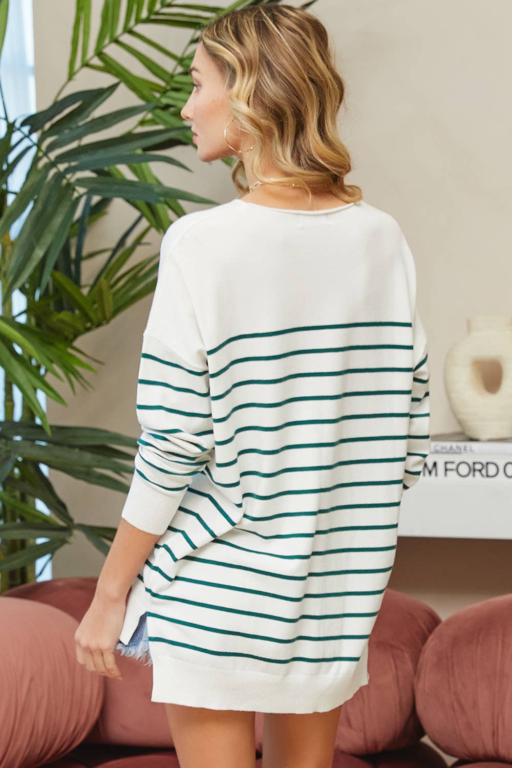 Hunter Green Striped Sweater