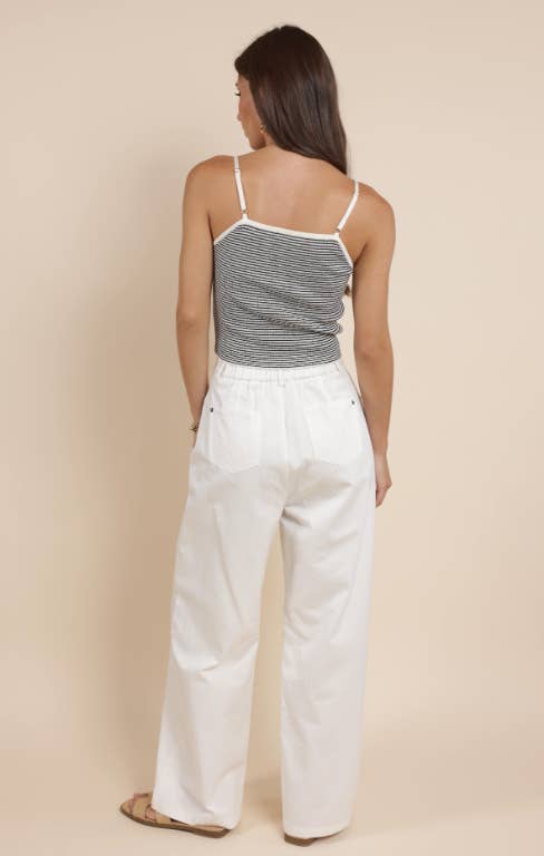 Porto Pleated White Pants