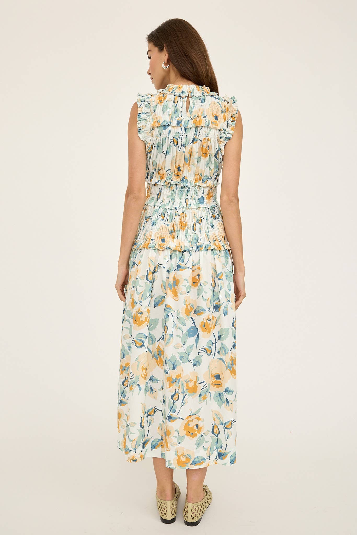 Yellow Floral Poplin Dress