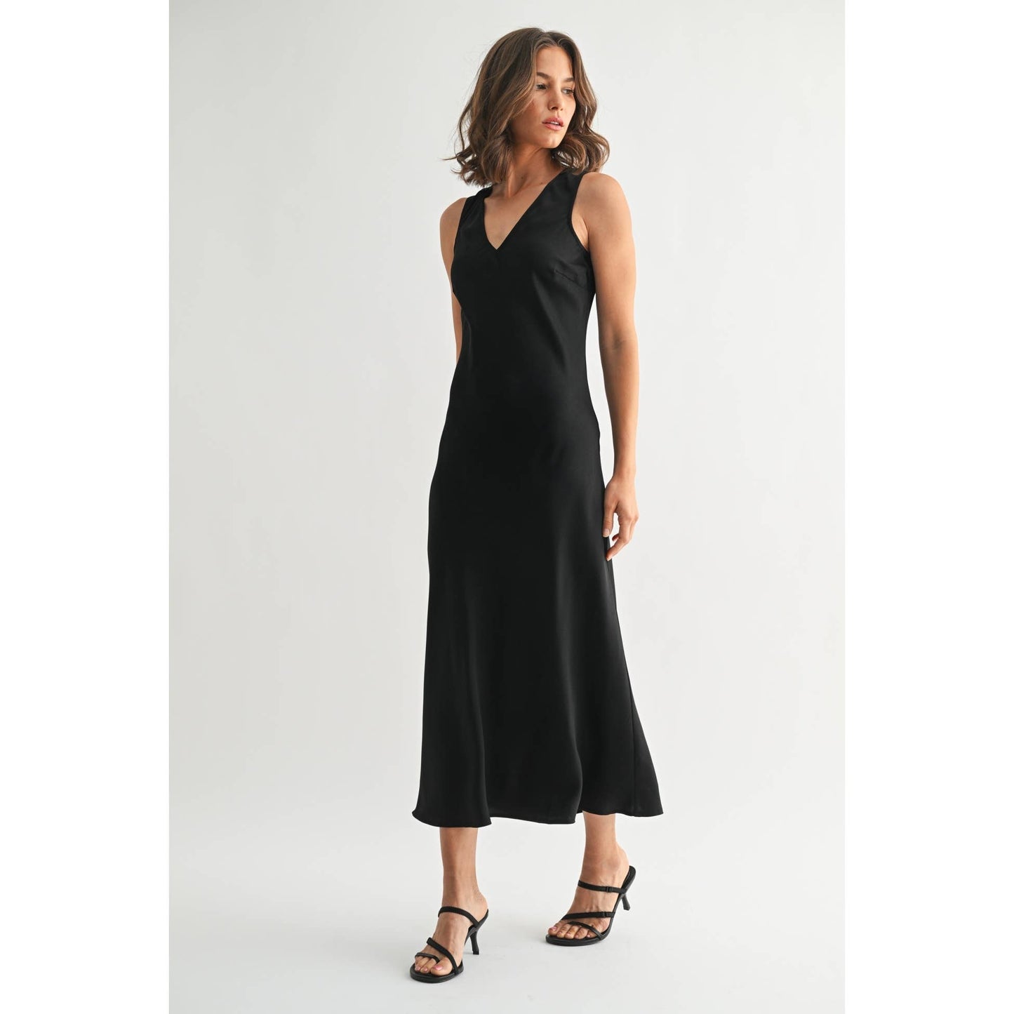 Black Satin Maxi Dress