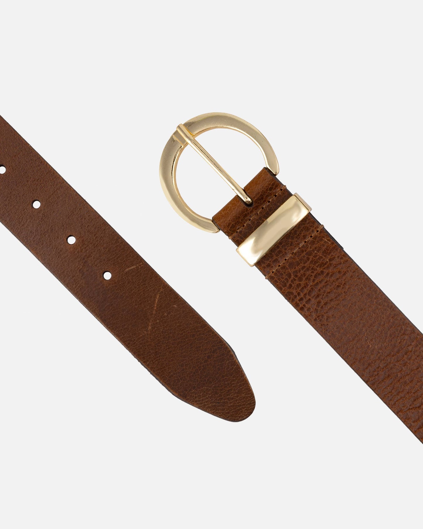 Crescent Buckle Leather Belt