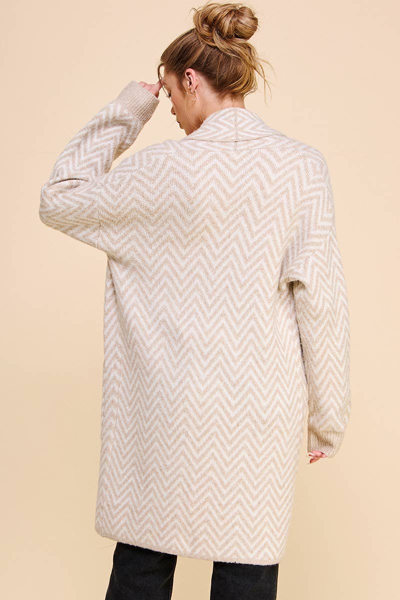 Sand Chevron Shawl Cardigan