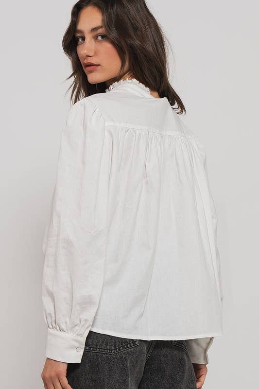 White Ruffle Blouse