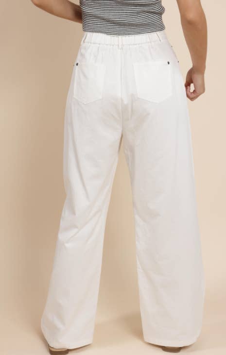 Porto Pleated White Pants