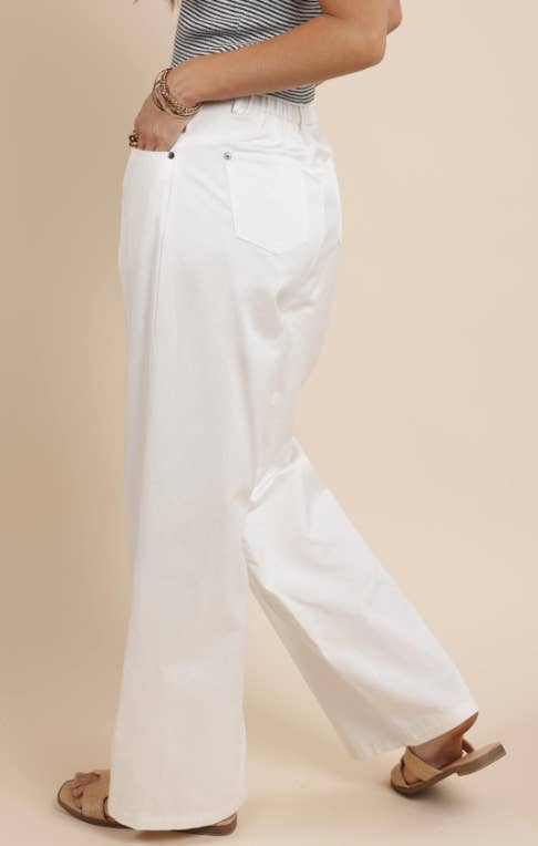 Porto Pleated White Pants