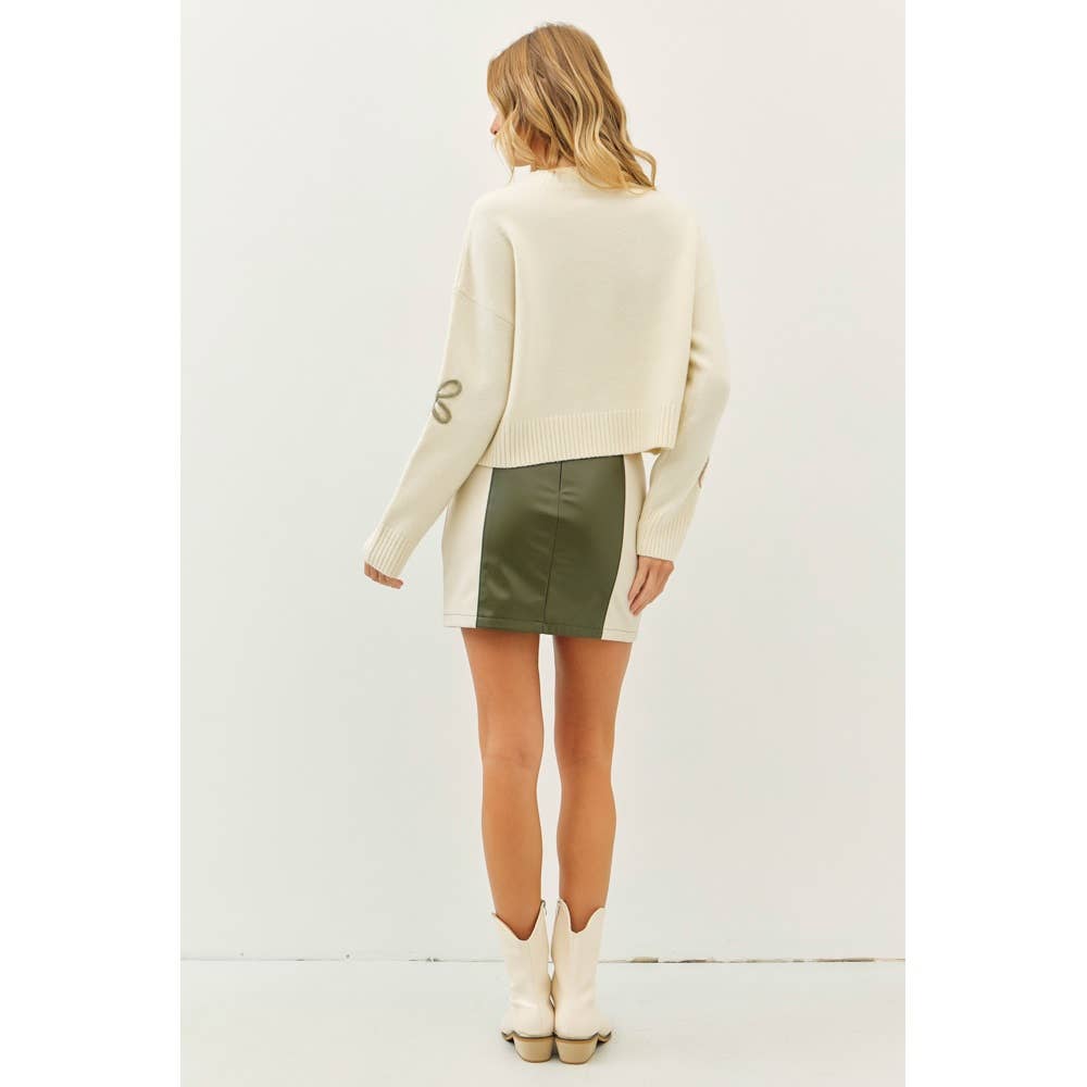 Olive Leather Mini Skirt