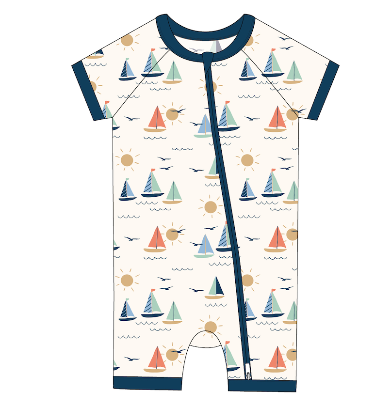 Sailboat Short Zip Romper