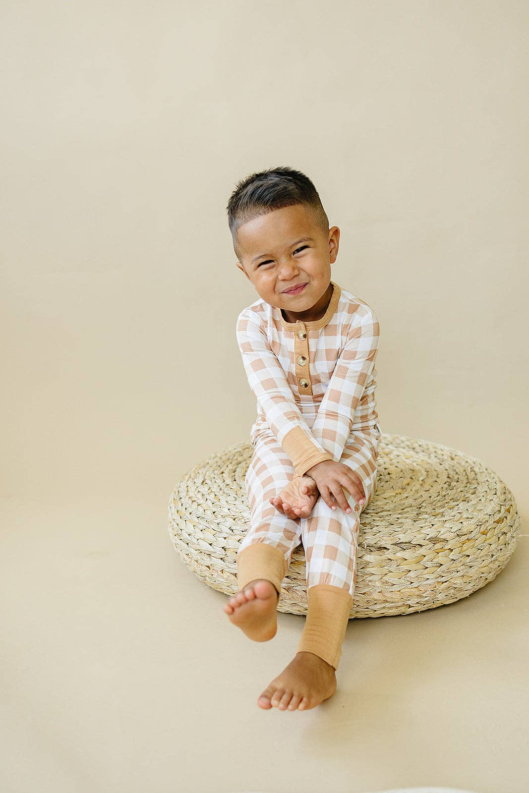 Kids Golden Gingham Pajamas
