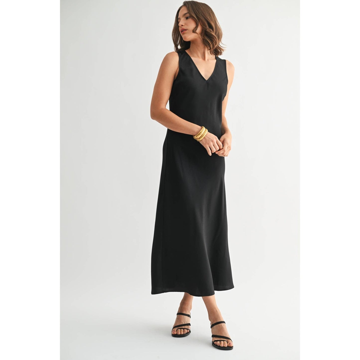 Black Satin Maxi Dress