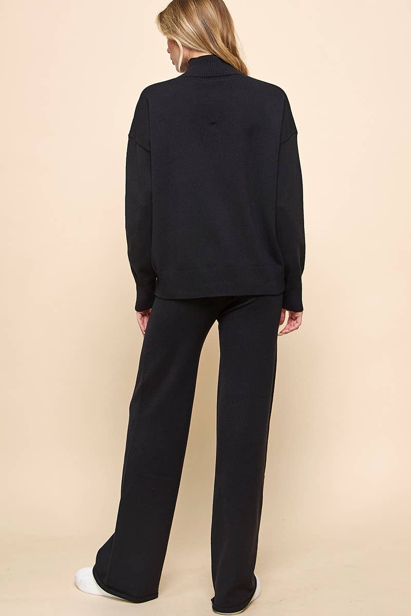 Black Turtleneck Sweater Set