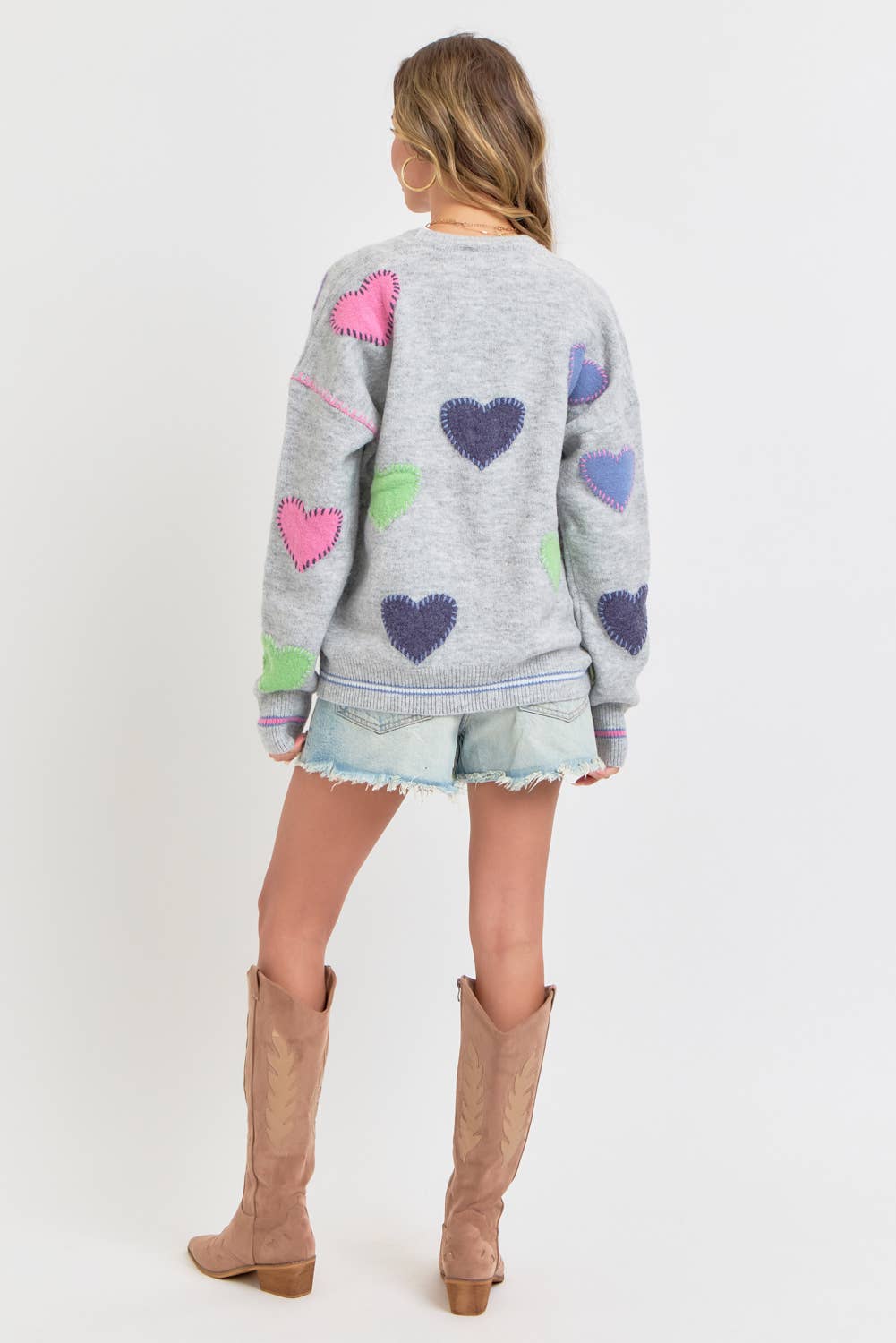 Grey Heart Cardigan Sweater