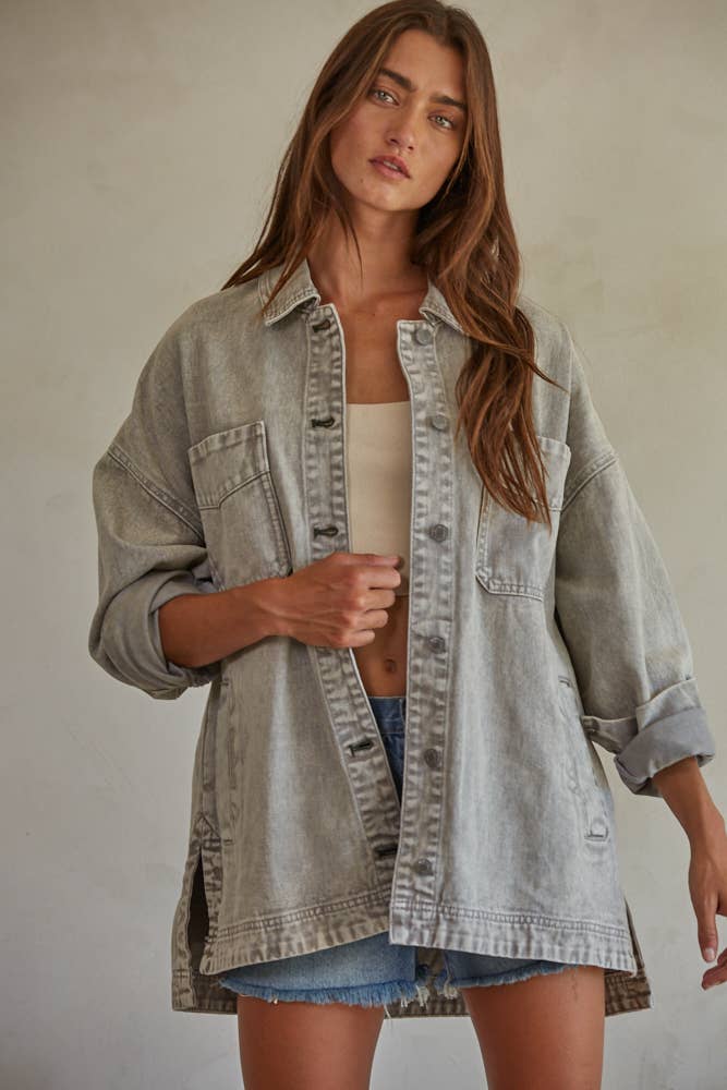 Washed Grey Denim Jacket
