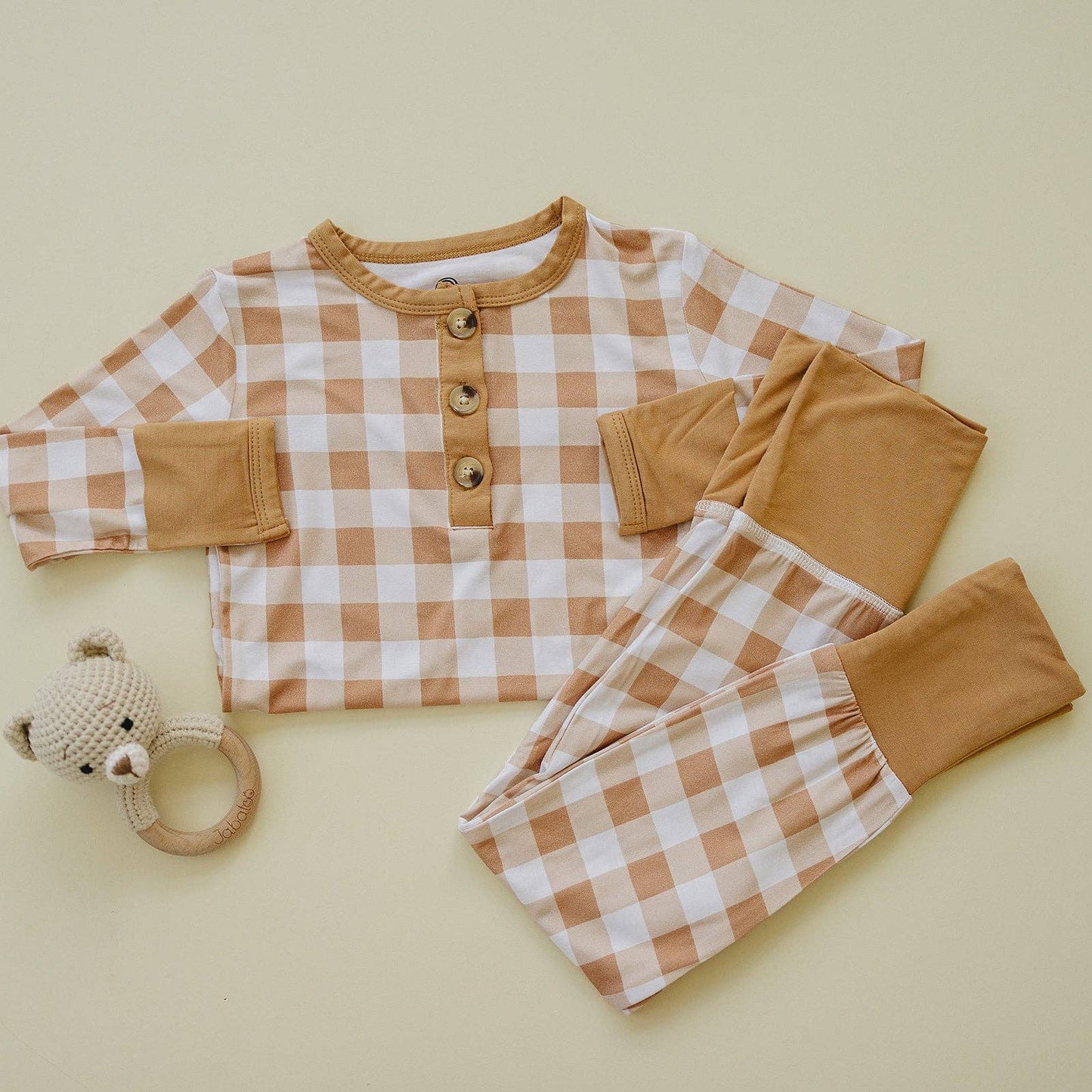Kids Golden Gingham Pajamas