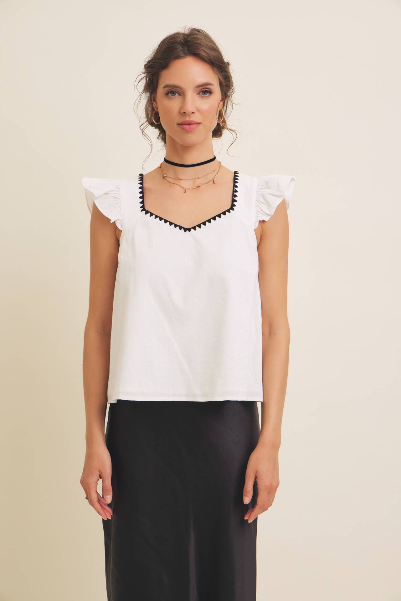White Embroidered Tank