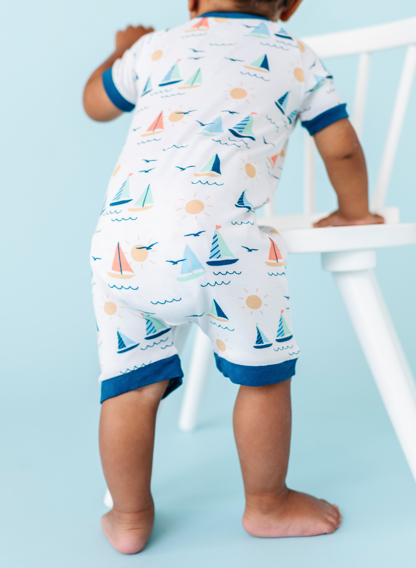 Sailboat Short Zip Romper