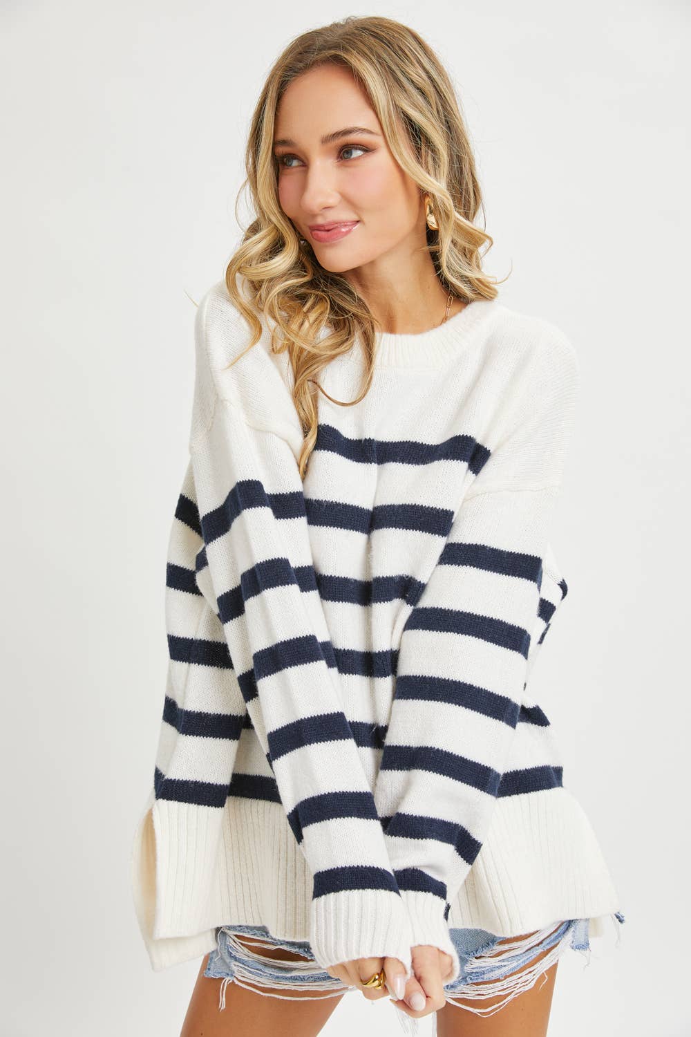 Cream & Navy Sweater