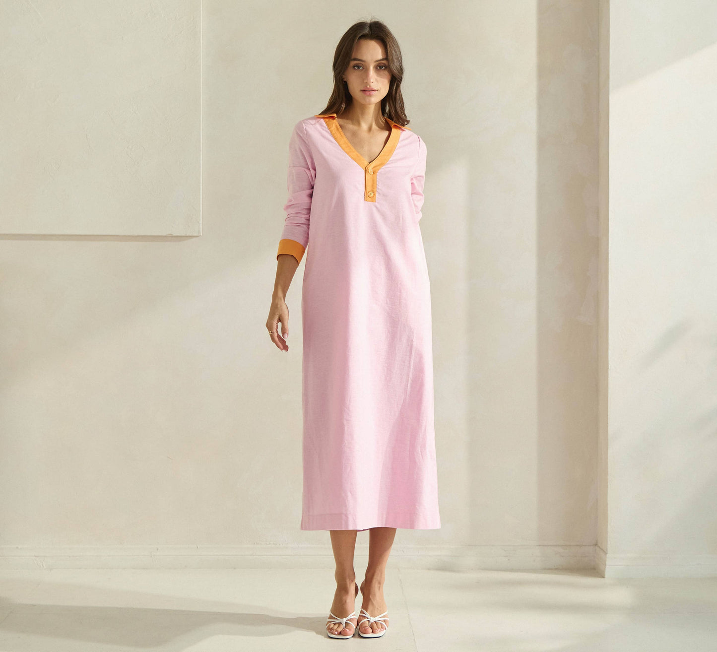 Pink & Orange Linen Dress
