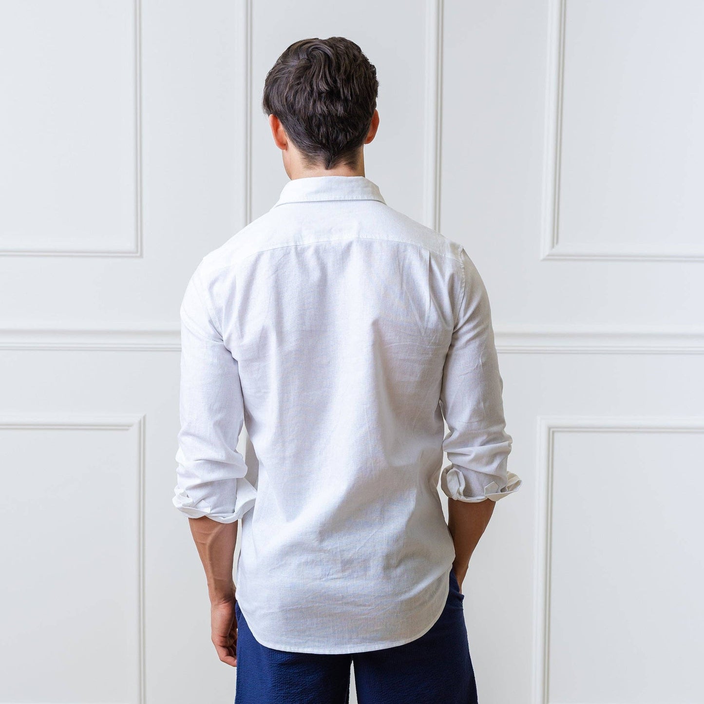 Mens White Linen Shirt