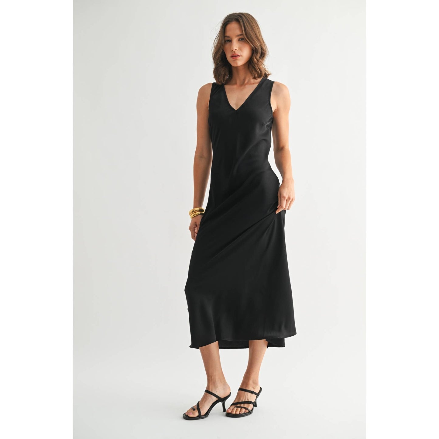 Black Satin Maxi Dress