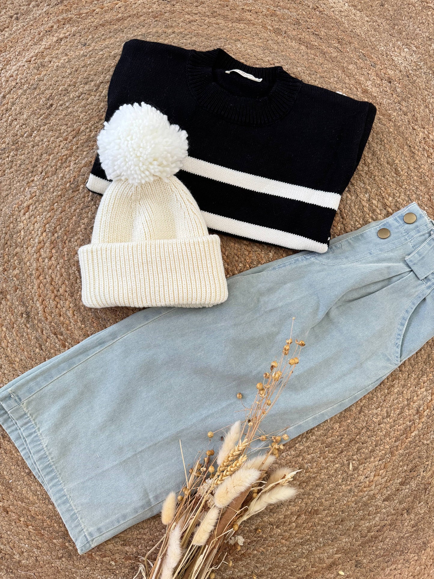 Kids Black Striped Sweater