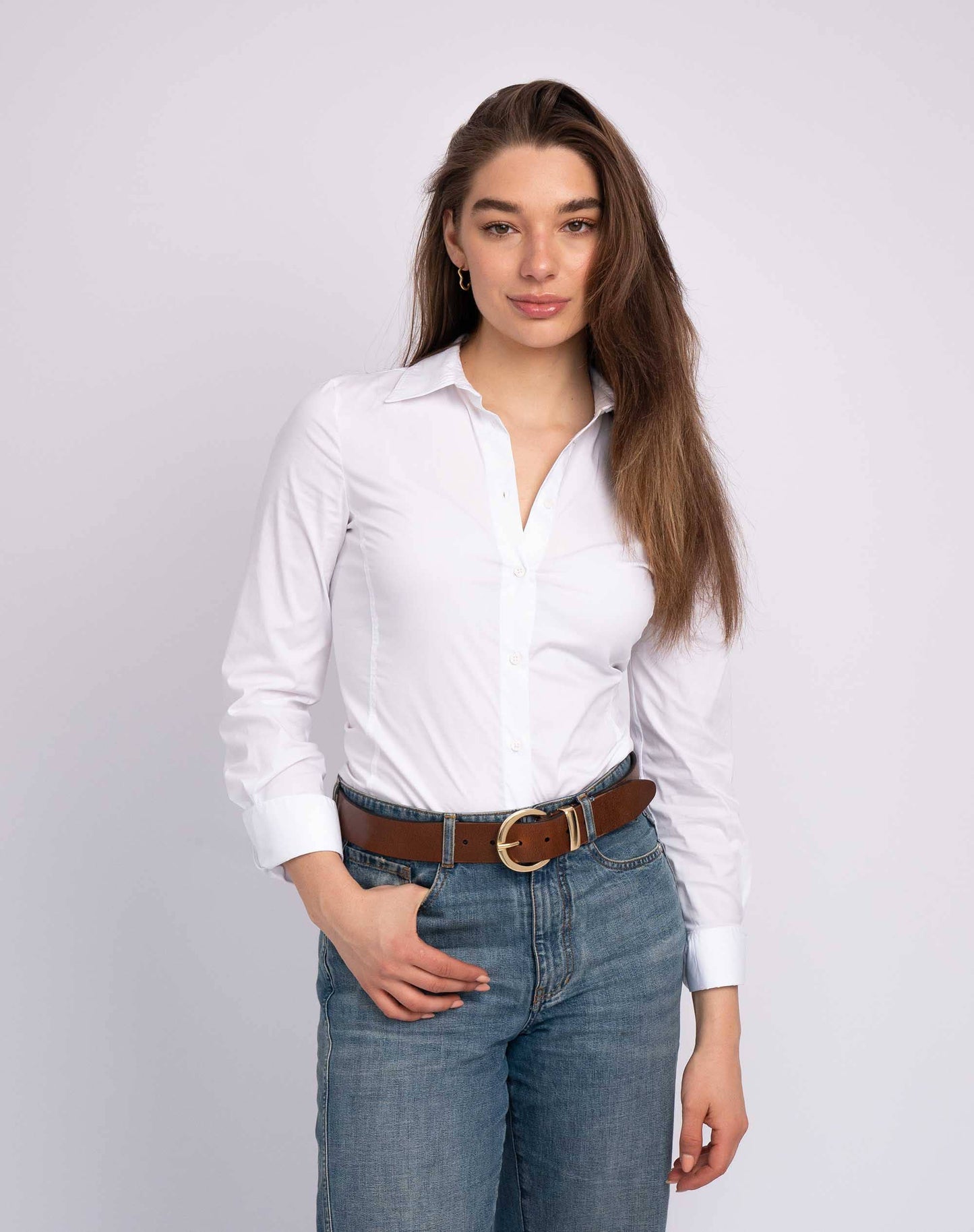 Crescent Buckle Leather Belt