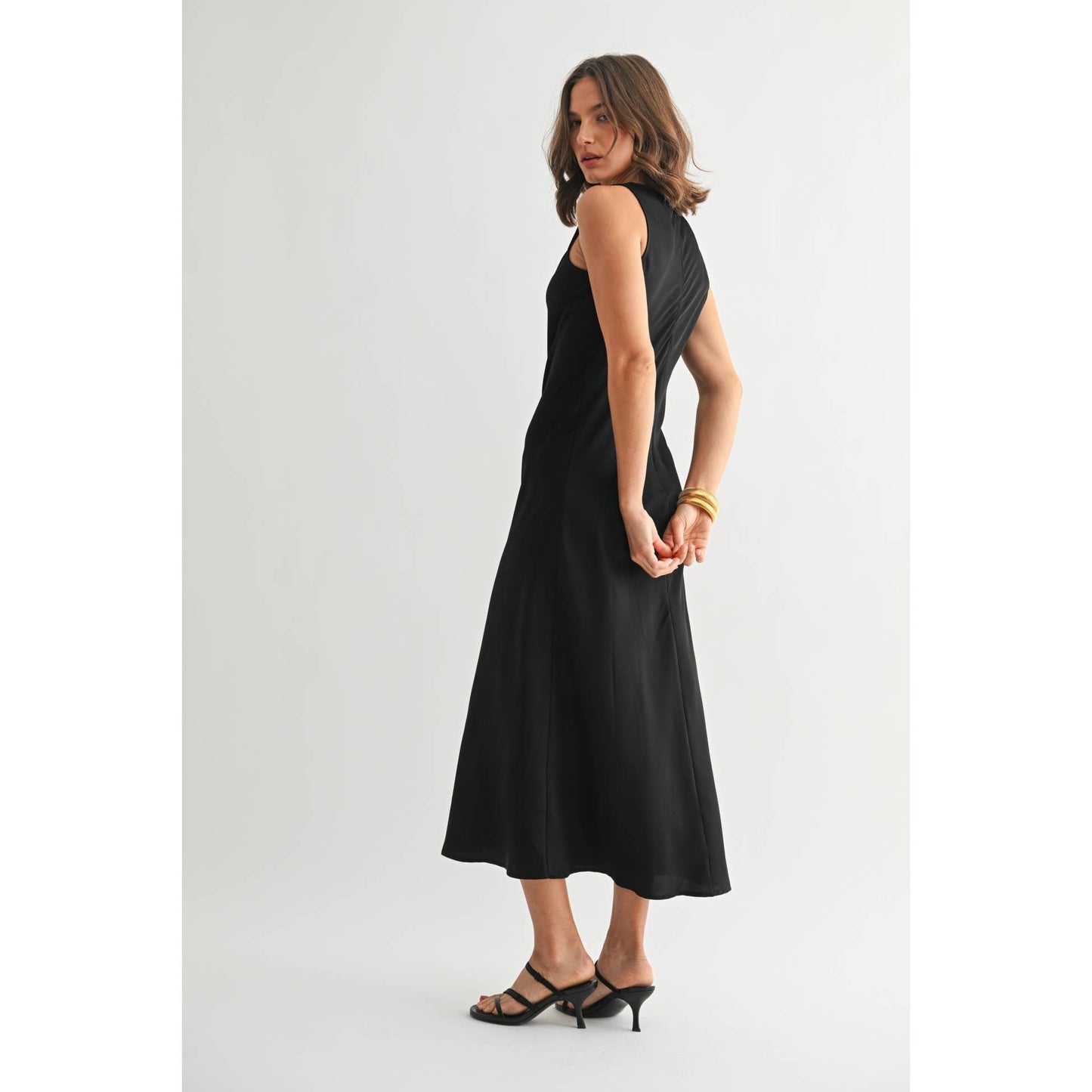 Black Satin Maxi Dress
