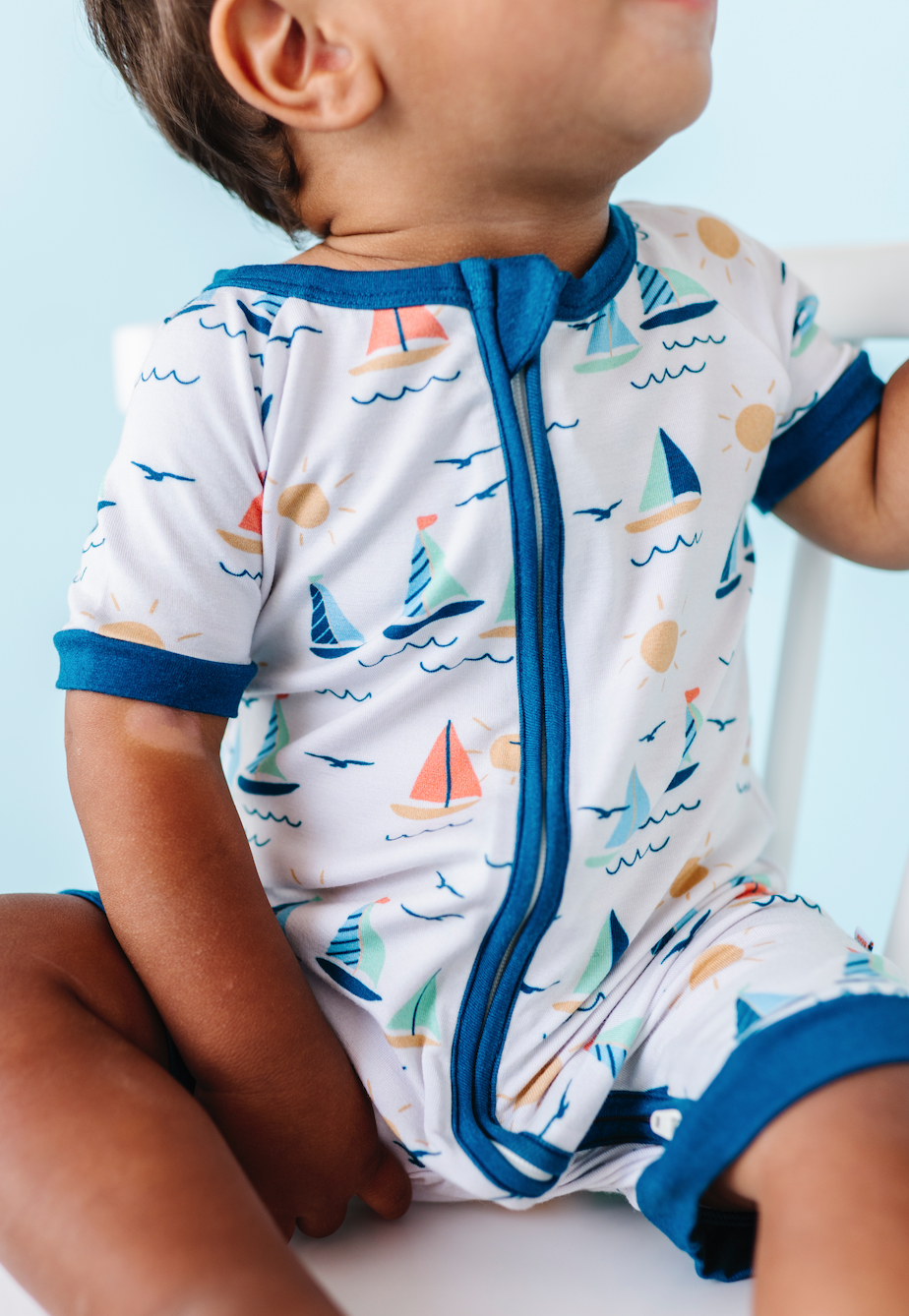 Sailboat Short Zip Romper