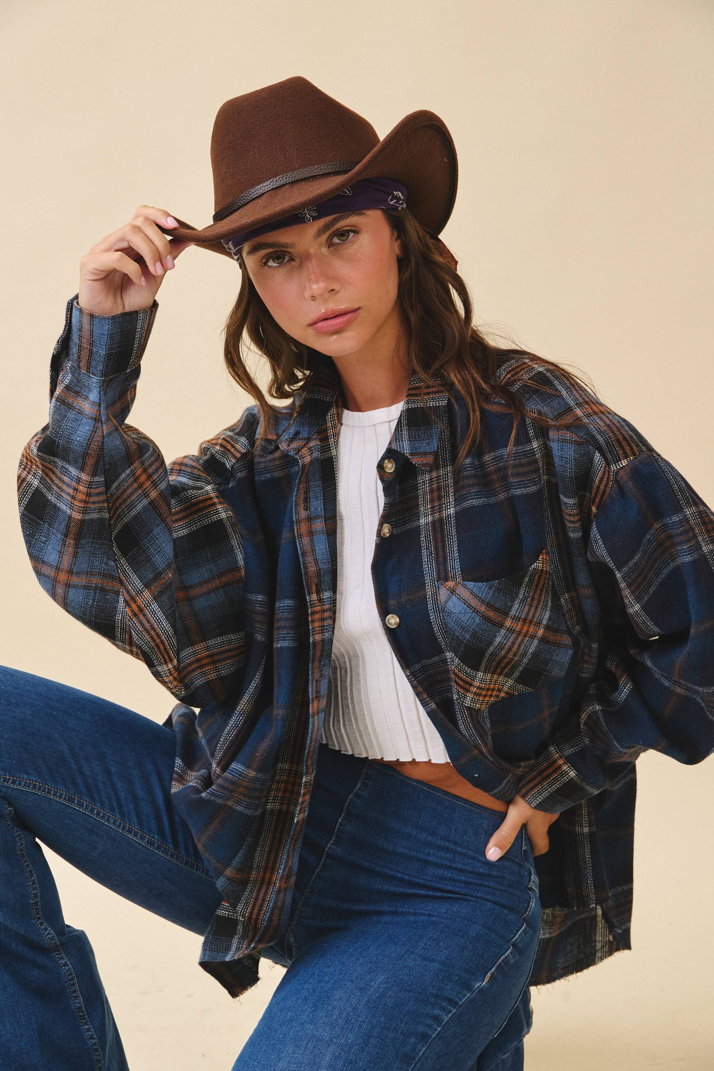 Navy Plaid Flannel Shirt