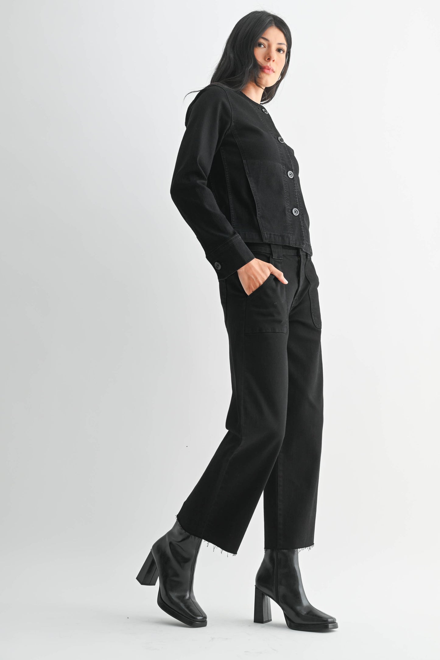 Black Raw Hem Denim