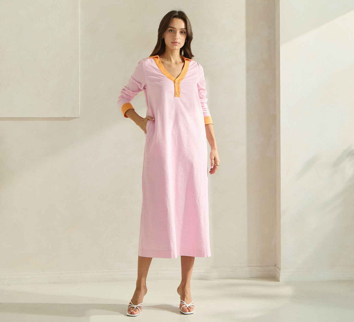 Pink & Orange Linen Dress