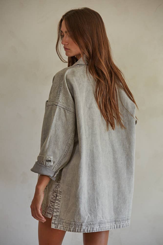 Washed Grey Denim Jacket