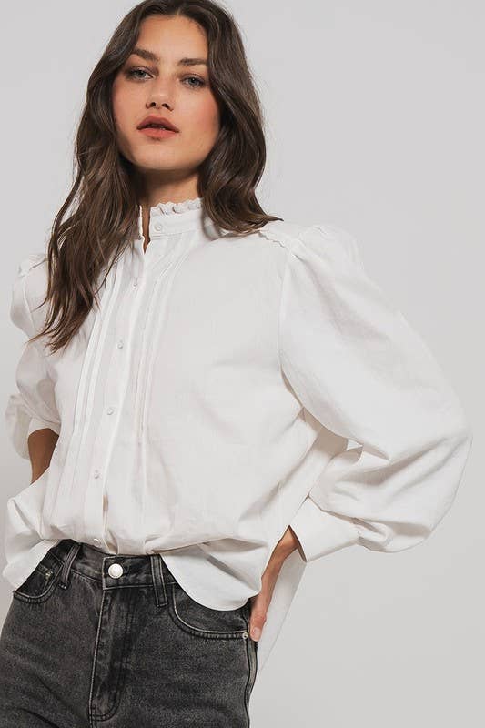 White Ruffle Blouse