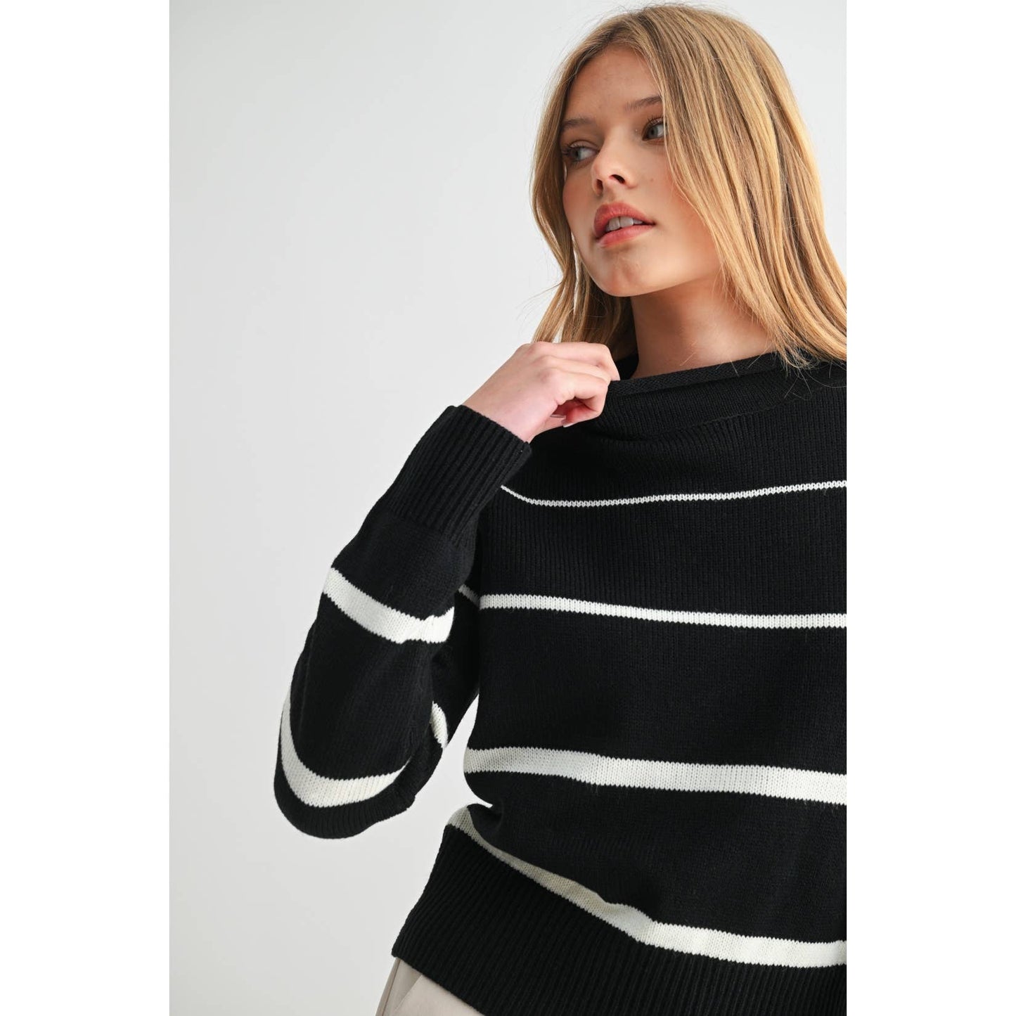 Black & Ivory Striped Sweater
