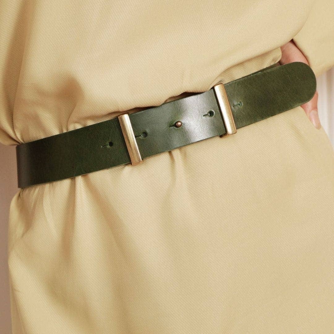 Green & Gold Leather Belt