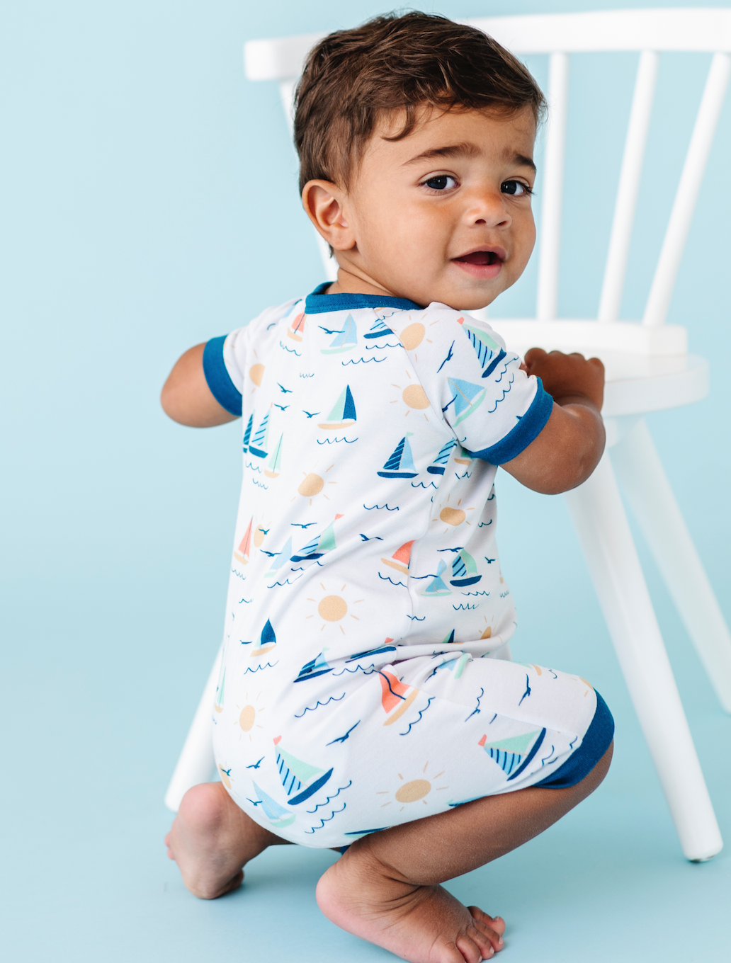 Sailboat Short Zip Romper