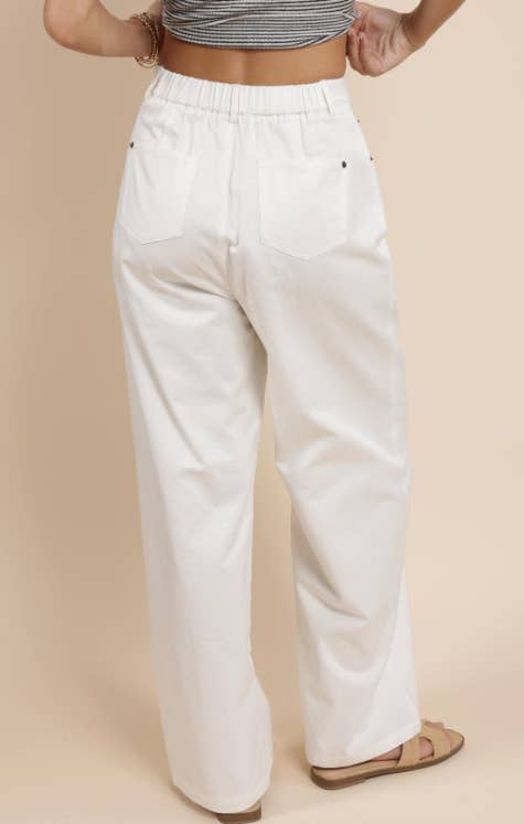 Porto Pleated White Pants