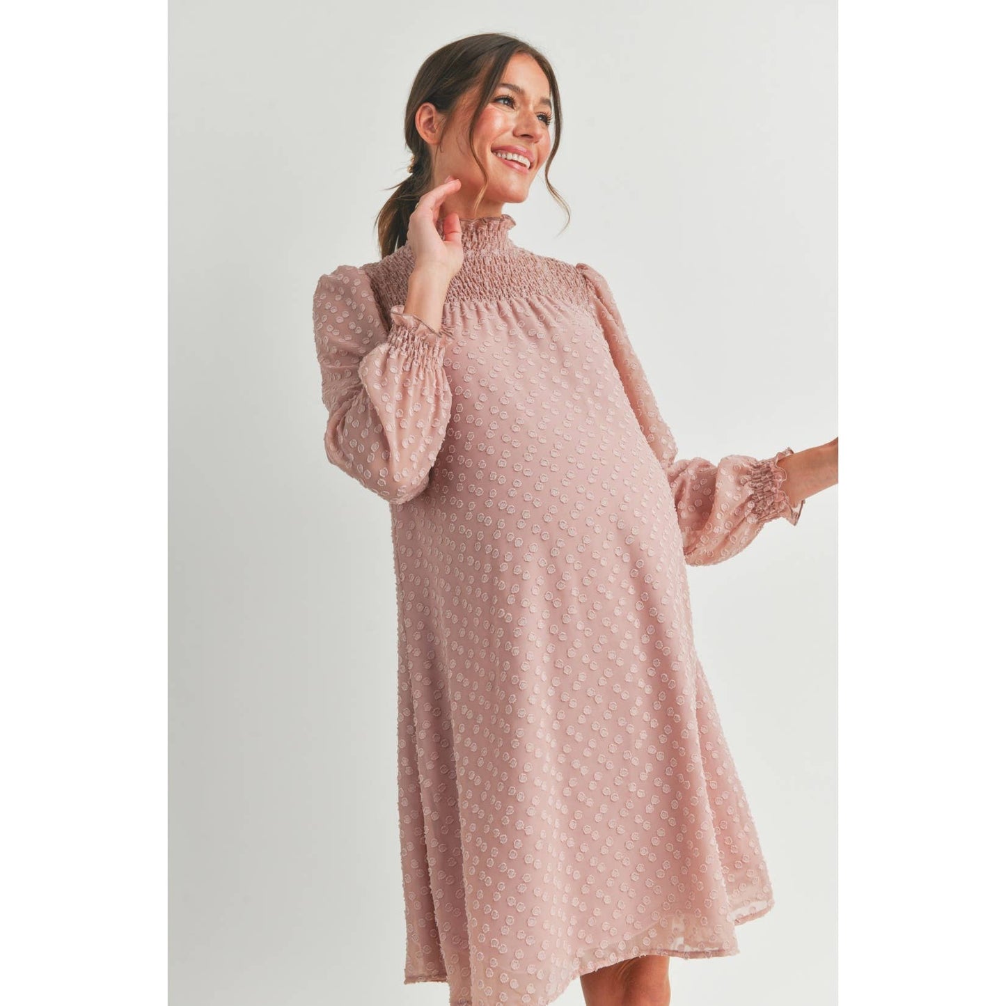 Blush Smocked Maternity Dress