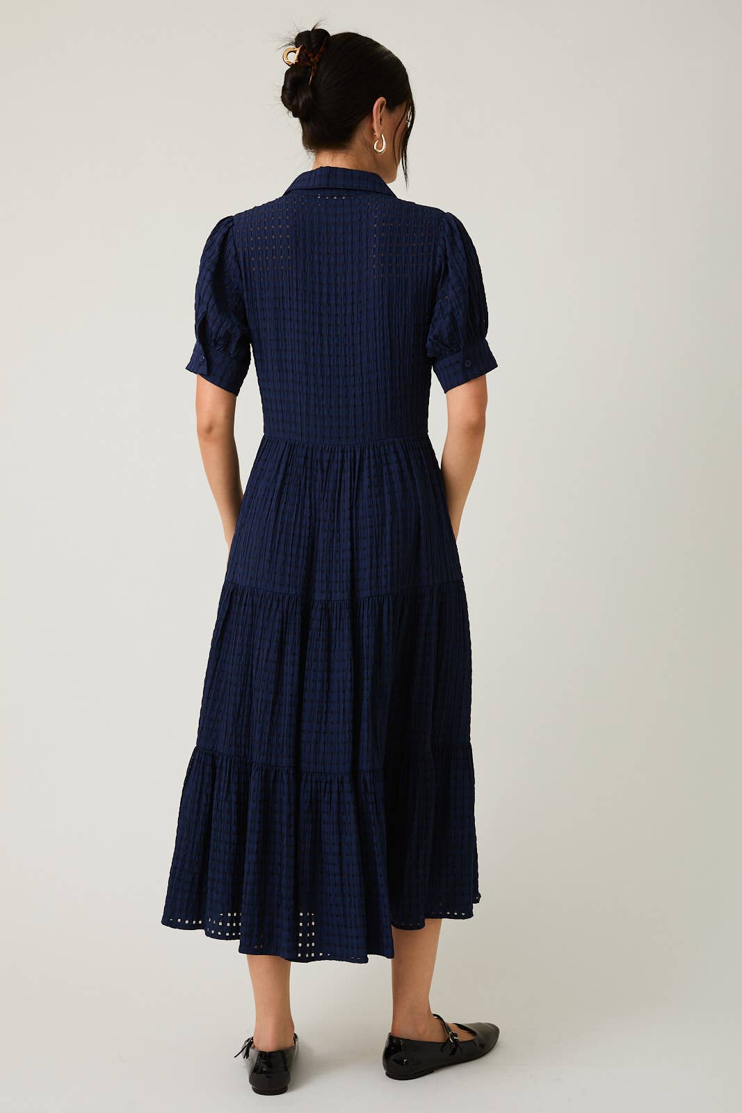 Navy Tiered Midi Dress