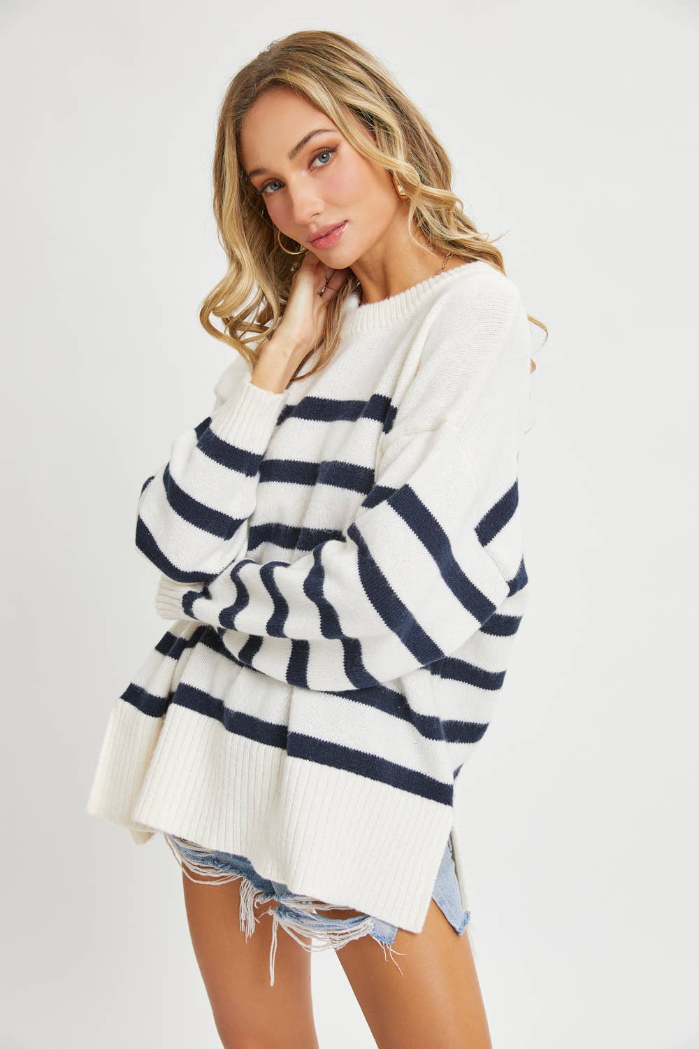 Cream & Navy Sweater