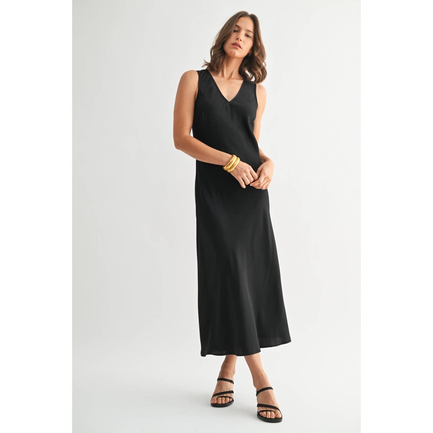 Black Satin Maxi Dress