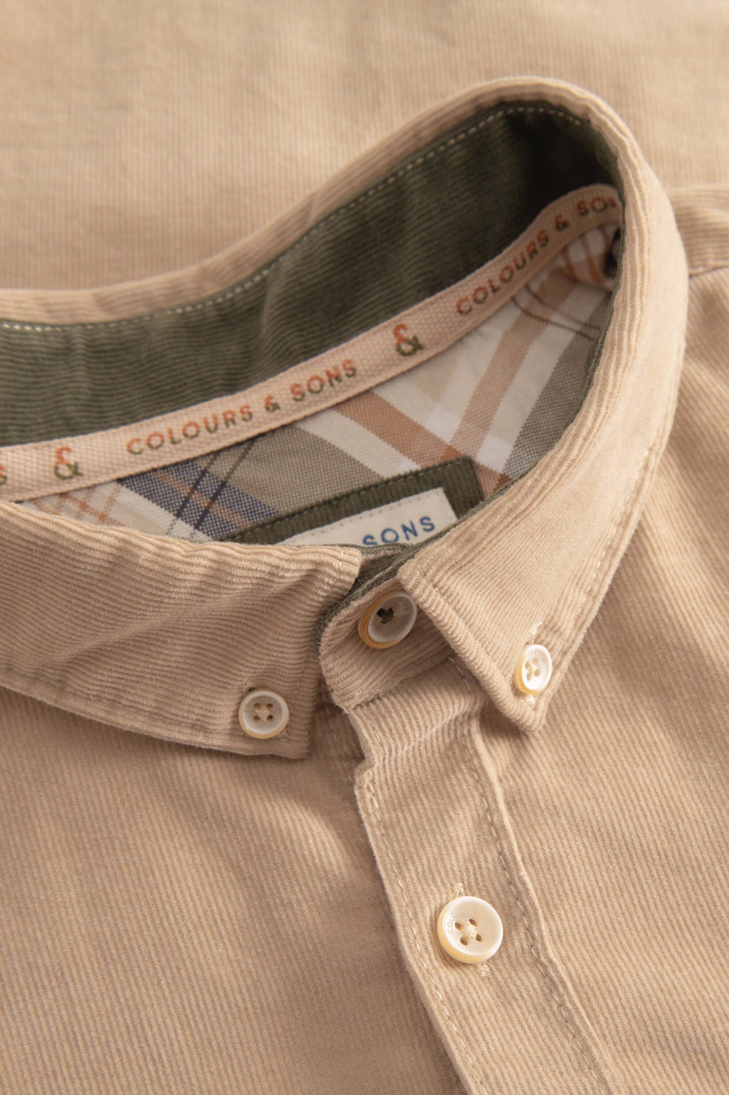 Mens Sand Corduroy Button Down