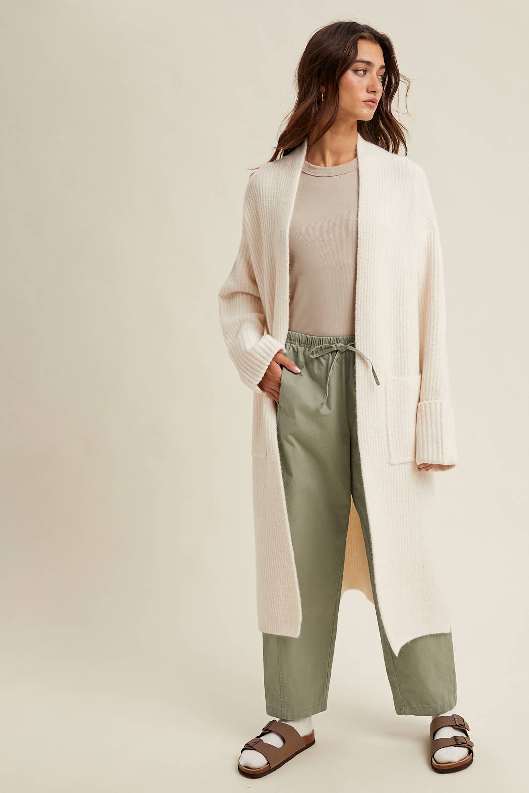 Ecru Longline Cardigan