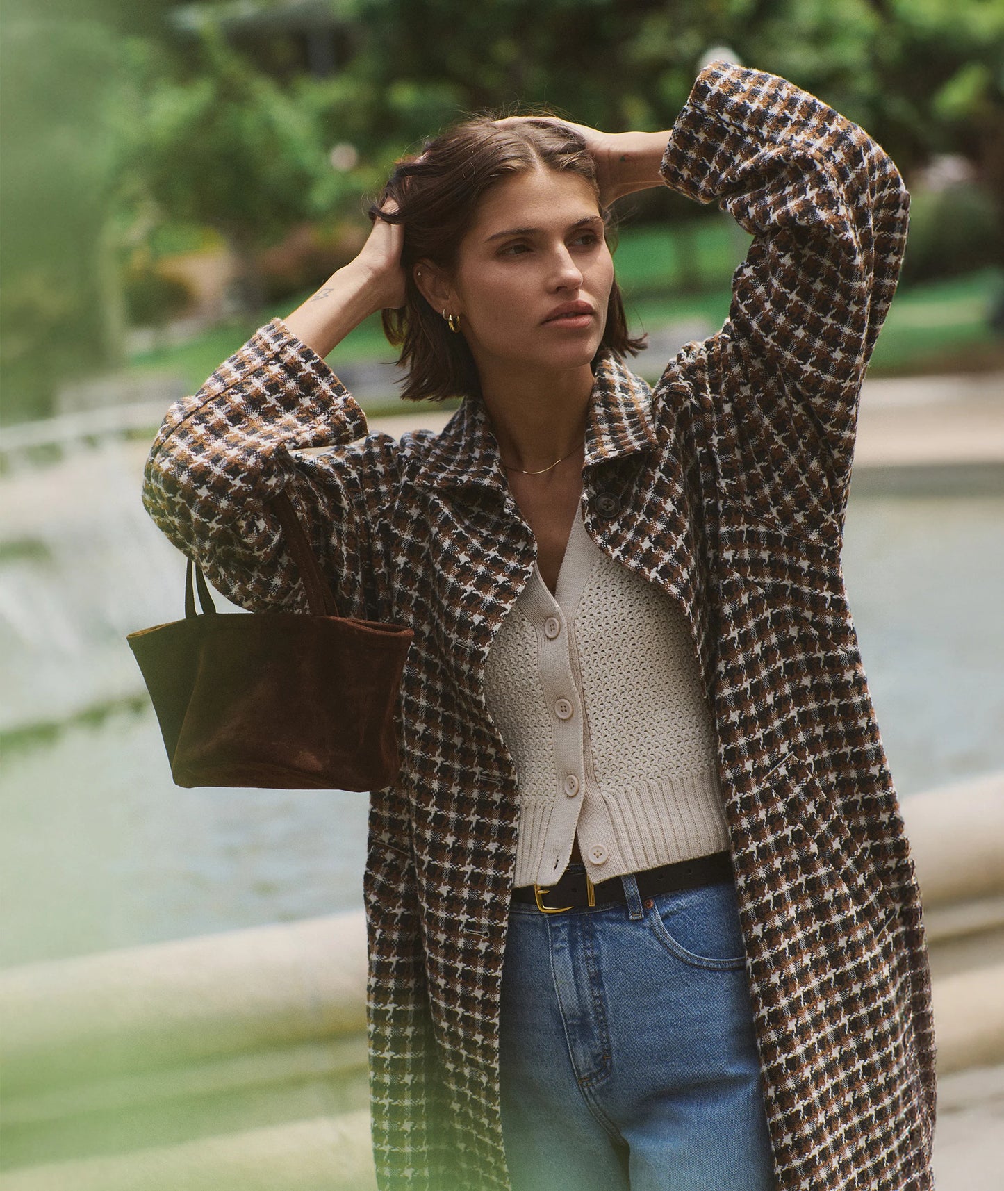 Marine Layer Hayes Houndstooth Trench Coat