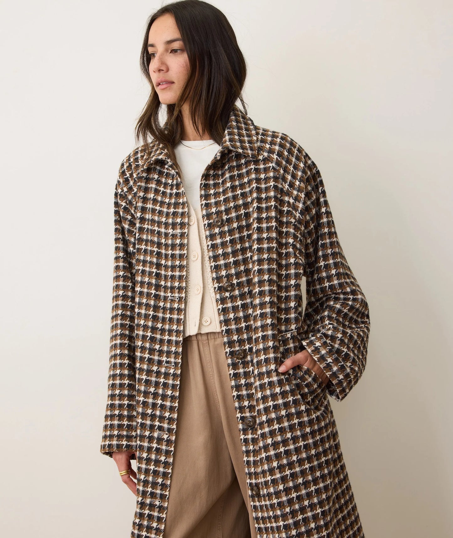 Marine Layer Hayes Houndstooth Trench Coat