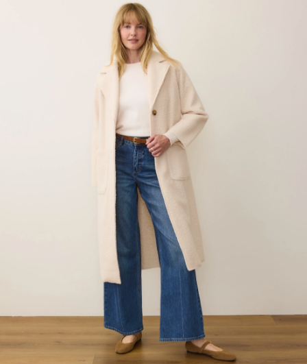 Marine Layer Cream Bouclé Topcoat